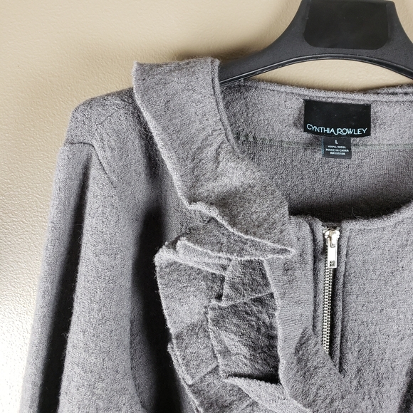 Cynthia Rowley lagenlook ruffle wool jacket size large - Picture 2 of 16